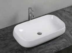 Lavabo Da Appoggio Adda 72x41 H14,5 In Ceramica Bianco Lucido