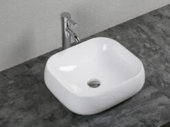 Lavabo Da Appoggio Adige 45x40 H12,5 In Ceramica Bianco Lucido