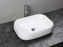 Lavabo Da Appoggio Arno 56X42Xh14,5 In Ceramica Opaco Bianco