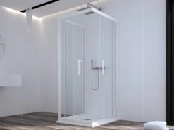 Box Doccia Zen 70x100x70 H190,4 Cm 2 Porte Scorrevoli E Lato Fisso Cristallo 6 Mm Trasparente Bianco Opaco