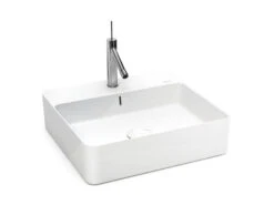 Lavabo Sospeso/Appoggio Design Santona 45X42X13 In Ceramica Lucido Bianco