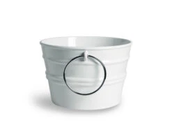 Lavabo Sospeso/Appoggio Bacile Midi Cm.Ø38 H24 Con Anelli In Ceramica Lucido Bianco