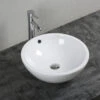 Lavabo Da Appoggio Taro Ø45 H17 In Ceramica Bianco Lucido