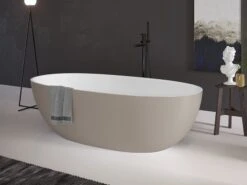 Vasca Freestanding Virgo 170x82 Cm Esterno Beige Avena/Interno Bianco Opaco